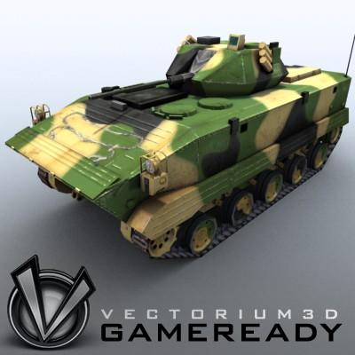 3D Model of Game-ready model of modern Chinese airborne fighting vehicle ZLC2000 with two RGB textures: 1024x1024 for AFV and 1024x512 for track and wheels. - 3D Render 0